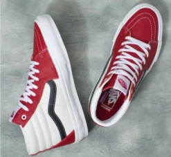 Vans Sk8-Hi Sport Leather Shoes (Chili Pepper / White) 9 Vans Sk8-Hi Sport Leather Shoes (Chili Pepper / White) -Cycle Gear Hub Vans.Sk8 .Hi .Leather.Red .white .1
