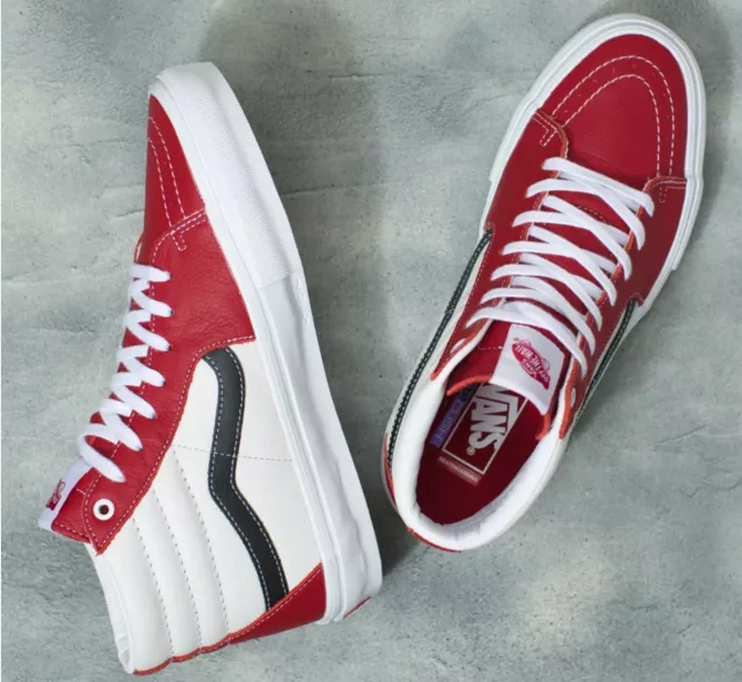 Vans Sk8-Hi Sport Leather Shoes (Chili Pepper / White) 6 Vans Sk8-Hi Sport Leather Shoes (Chili Pepper / White) - Image 4