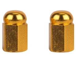 Colored Alloy Valve Caps -Cycle Gear Hub dome.valve .caps .ano .gold