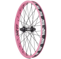 RANT PARTY ON V2 FRONT WHEEL -Cycle Gear Hub rant.partyon.v2.front .wheel .pink