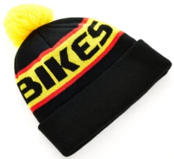 S&M Factory Pom Beanie -Cycle Gear Hub sandm.factory.pom .beanie.blk .1