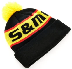 S&M Factory Pom Beanie -Cycle Gear Hub sandm.factory.pom .beanie.blk .2